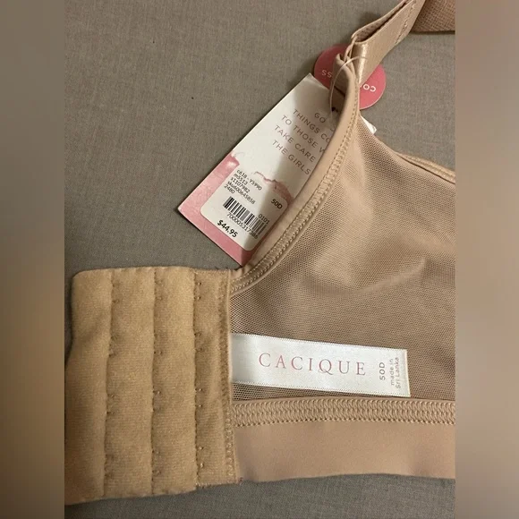 Cacique Bra CoolBliss Beige Unlined No-Wire Nylon/ Spandex Size 50D New With Tag - Picture 8 of 10